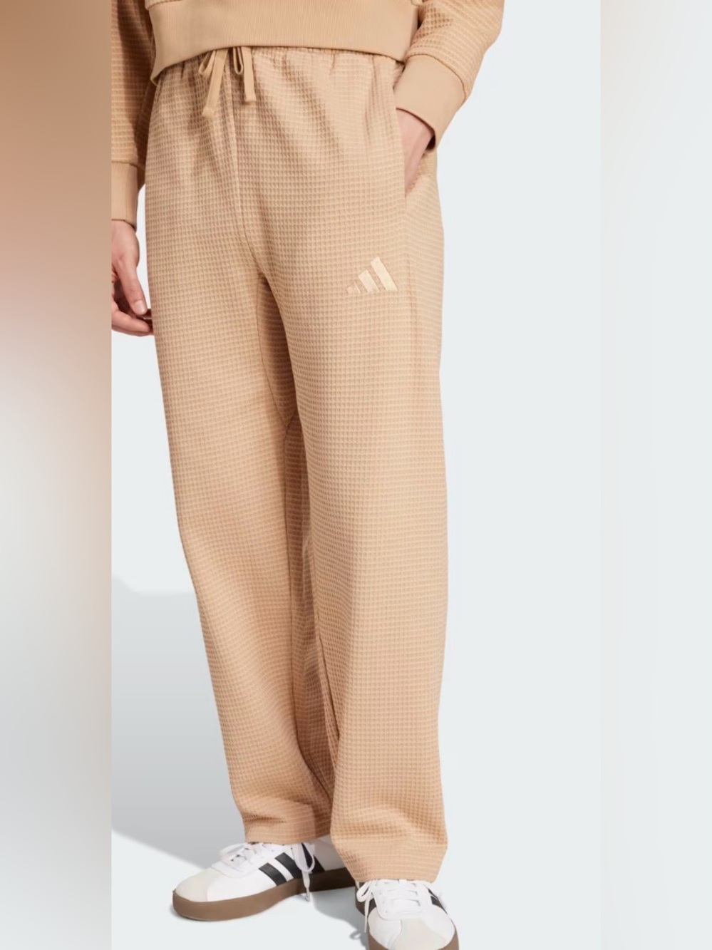 adidas Men’s Tan Waffle-Knit Jogger Pants